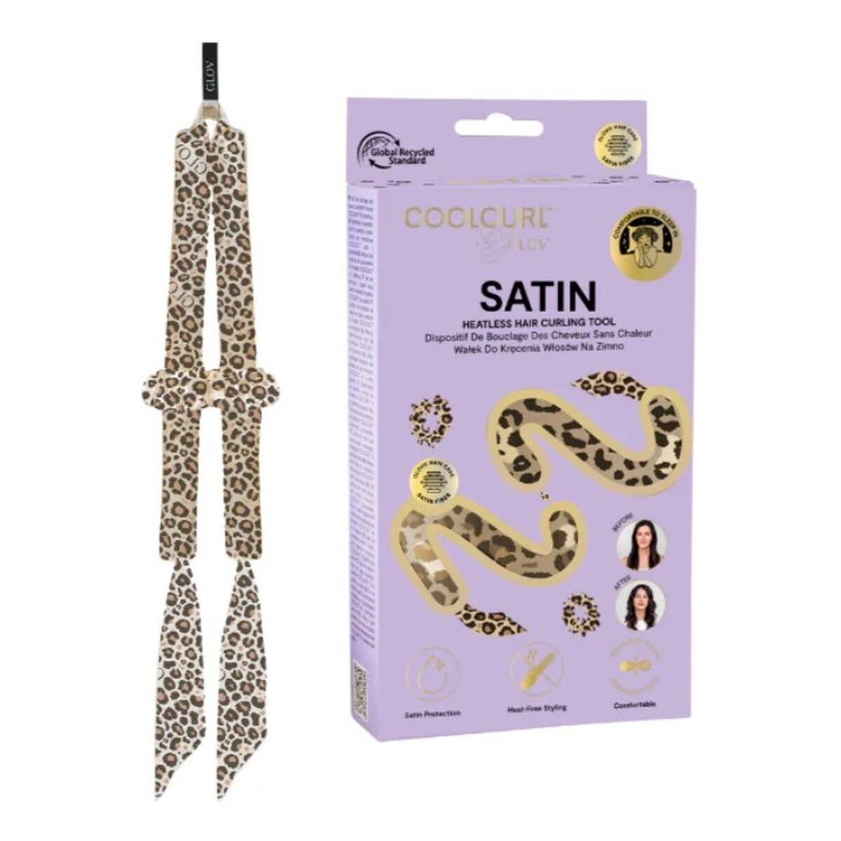 Glov Coolcurl satin wałek do kręcenia włosów na zimno cheetah