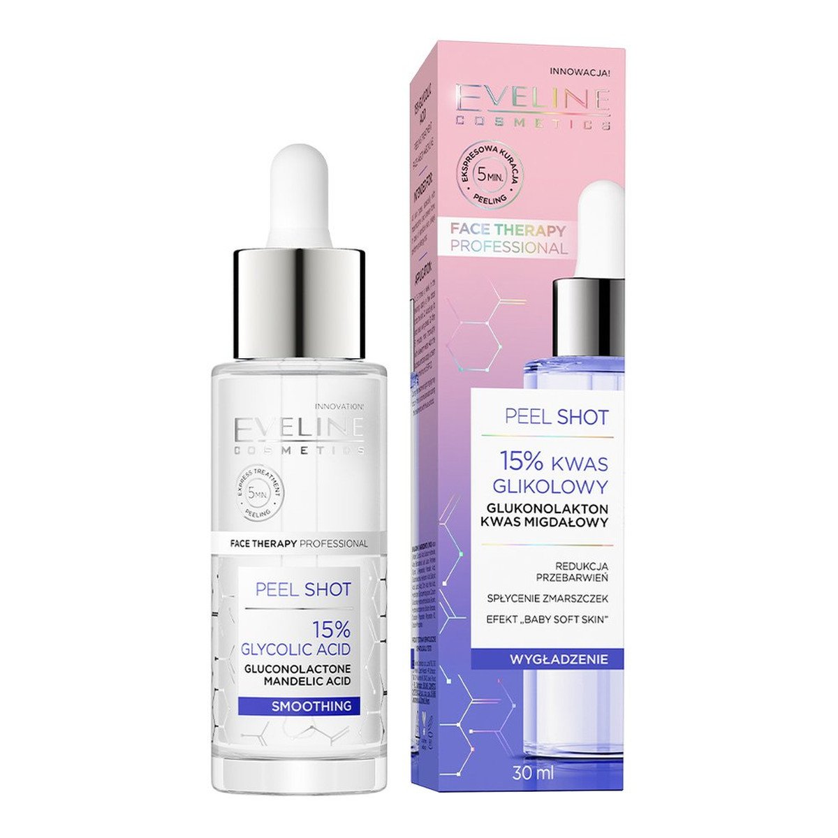 Eveline Serum Shot Kuracja 15% kwas glikolowy na twarz, szyję i dekolt 30ml