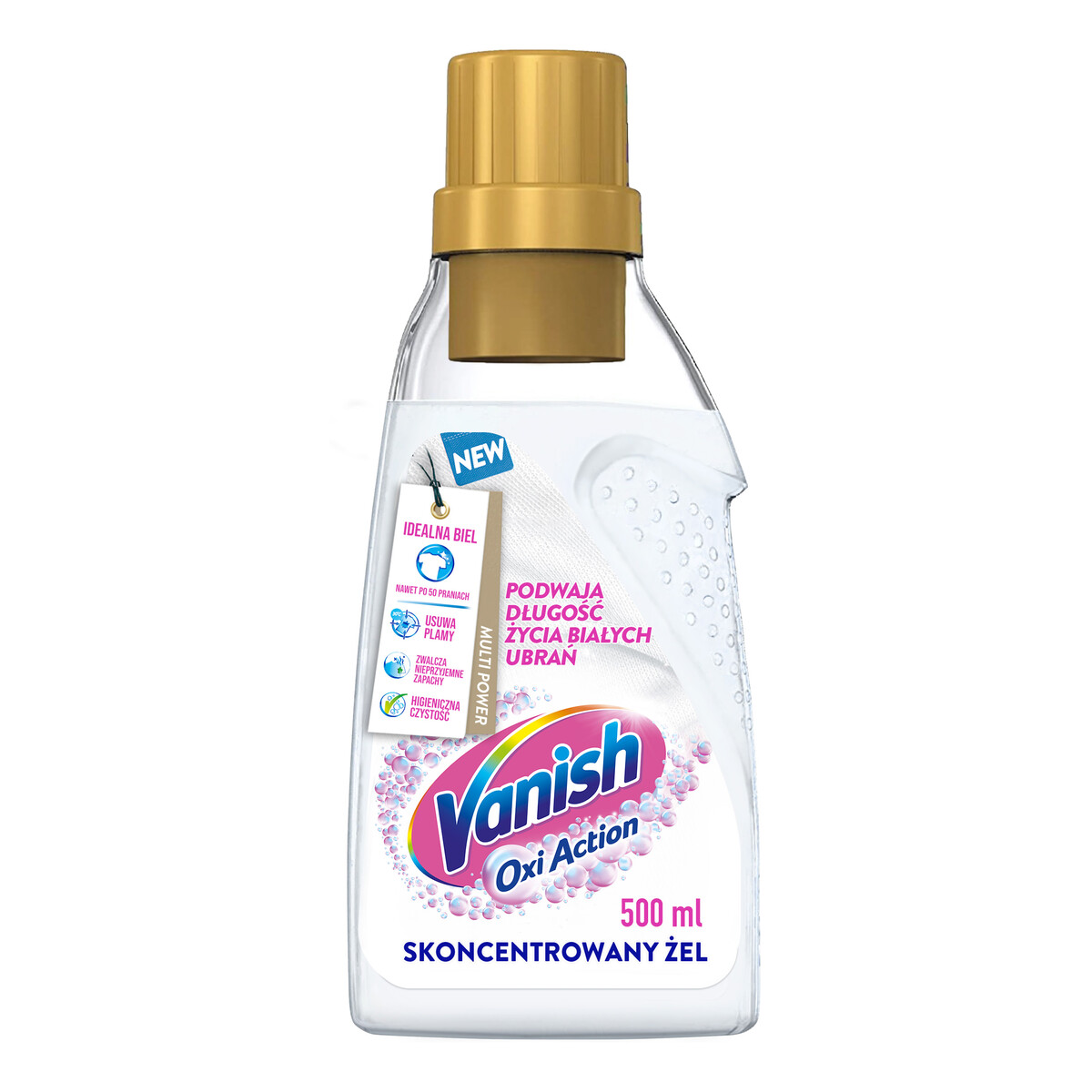 Vanish Oxi Action Odplamiacz do tkanin w żelu WHITE 500ml