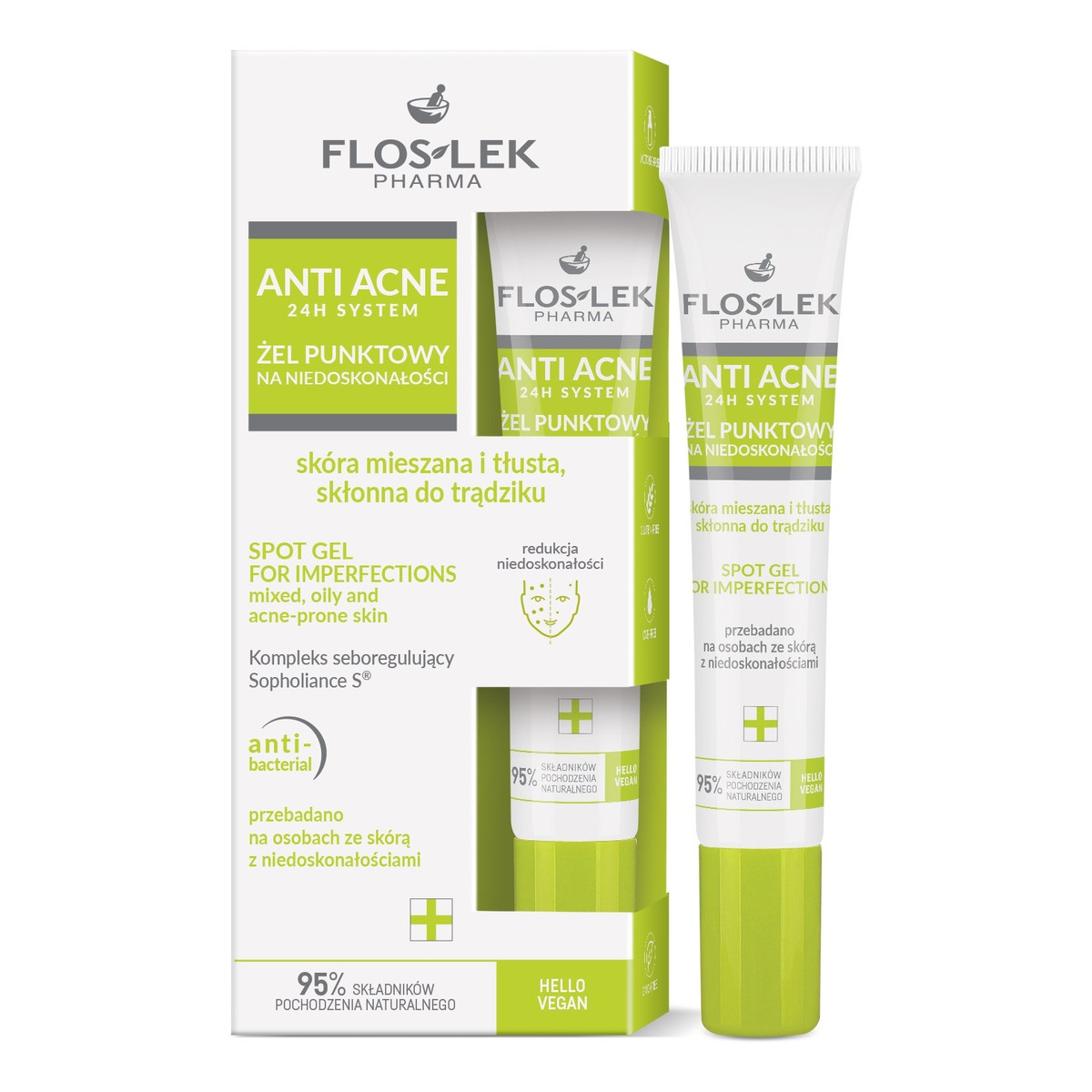 FlosLek FLOSLEK ANTI ACNE Żel punktowy na niedoskonałości do skóry mieszanej, tłustej i skłonnej do trądziku 20 ml 20ml