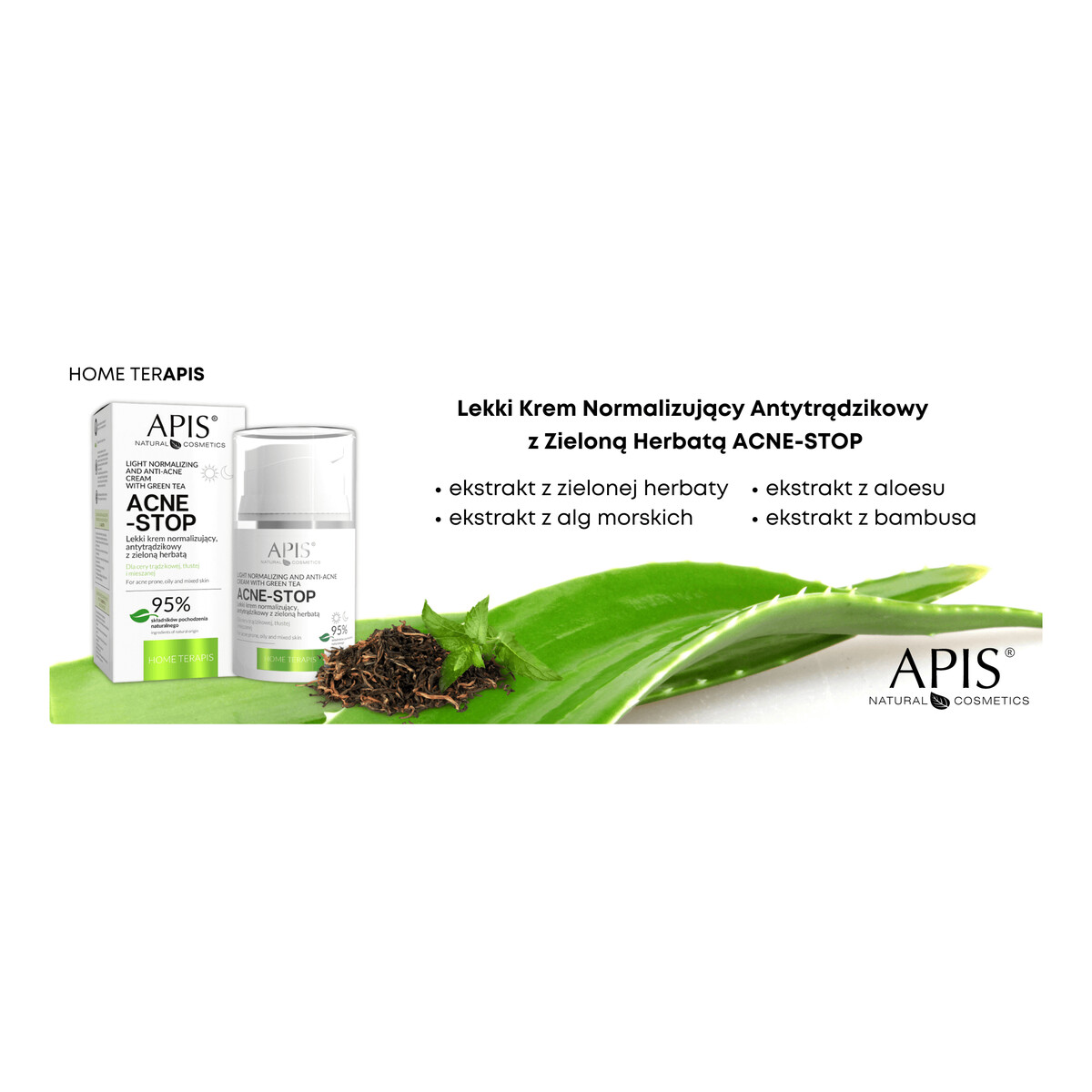 Apis Acne-Stop lekki krem normalizujący antytrądzikowy z zieloną herbatą 50ml