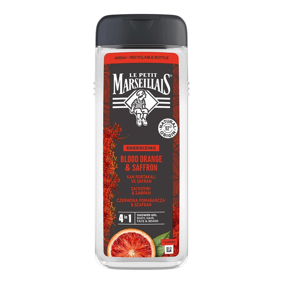 Le Petit Marseillais Żel pod prysznic 4w1 dla mężczyzn czerwona pomarańcza & szafran 400ml