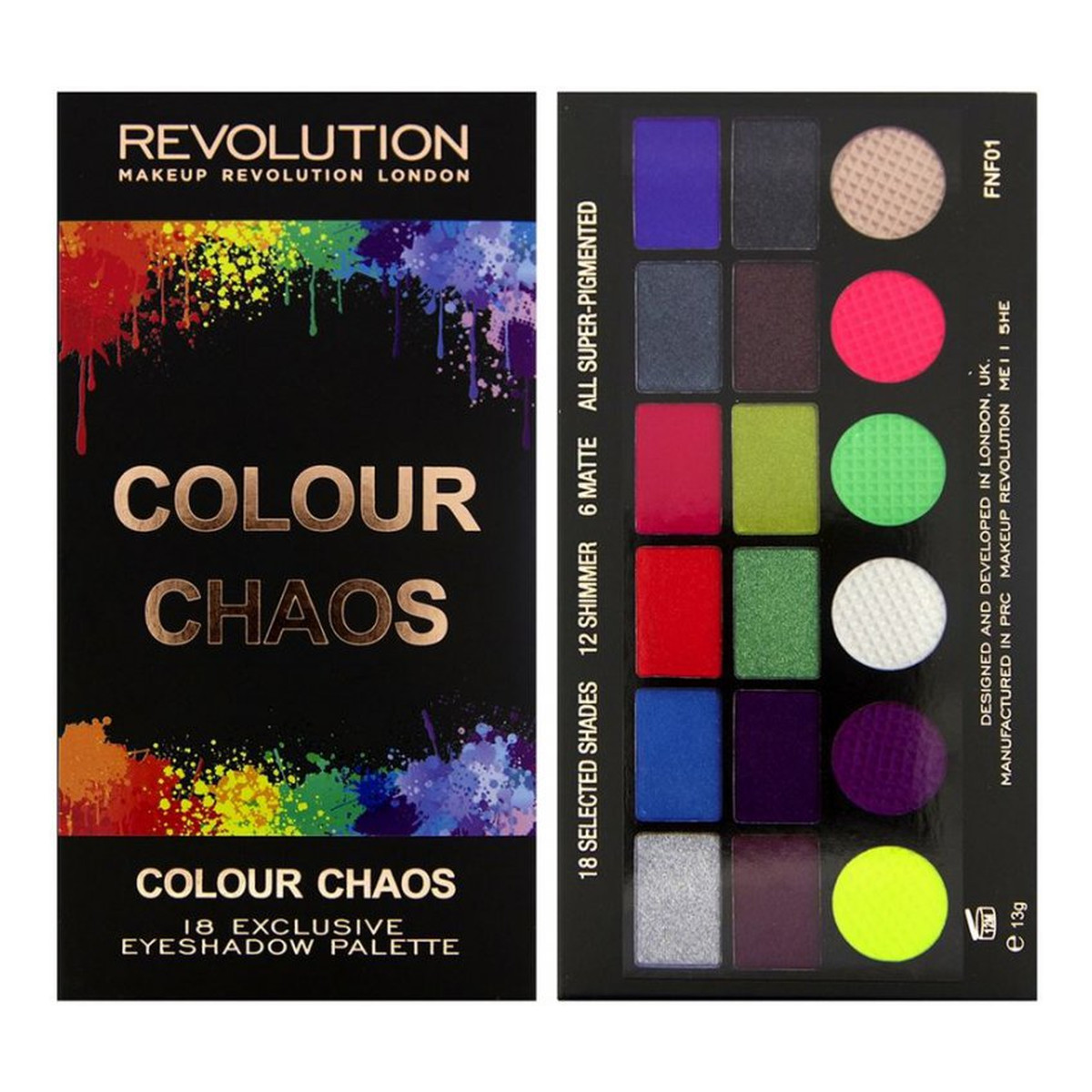 Makeup Revolution 18 Shade Palette Colour Chaos Paleta 18 cieni do powiek 13g