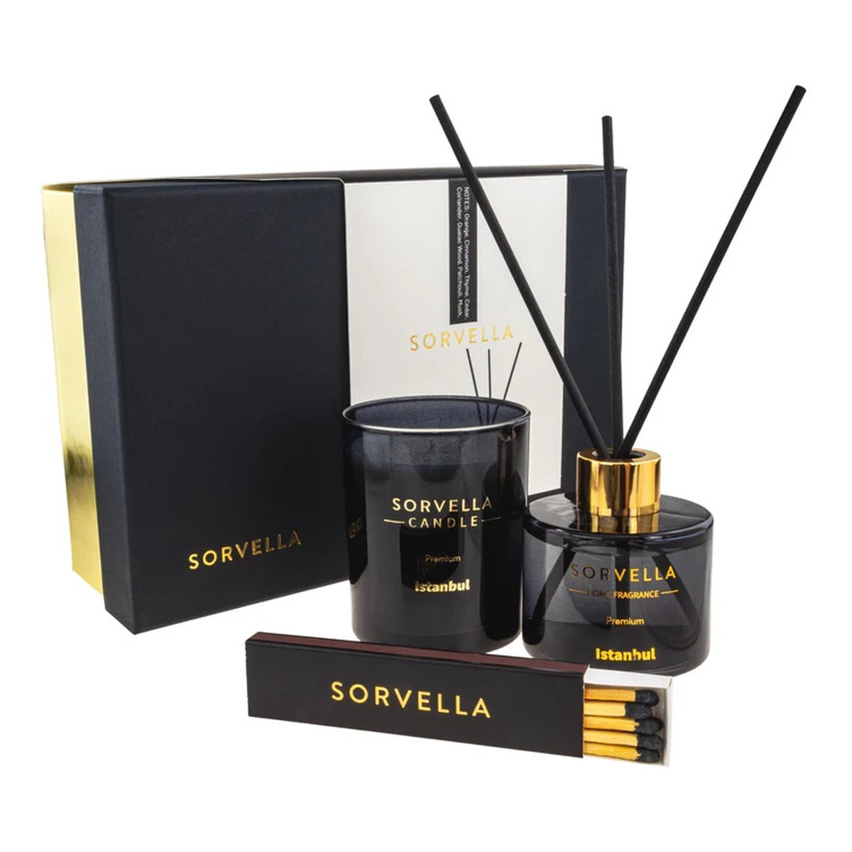 Sorvella Perfume Istanbul Zestaw dyfuzor zapachowy 120ml + świeca zapachowa 170g + zapałki