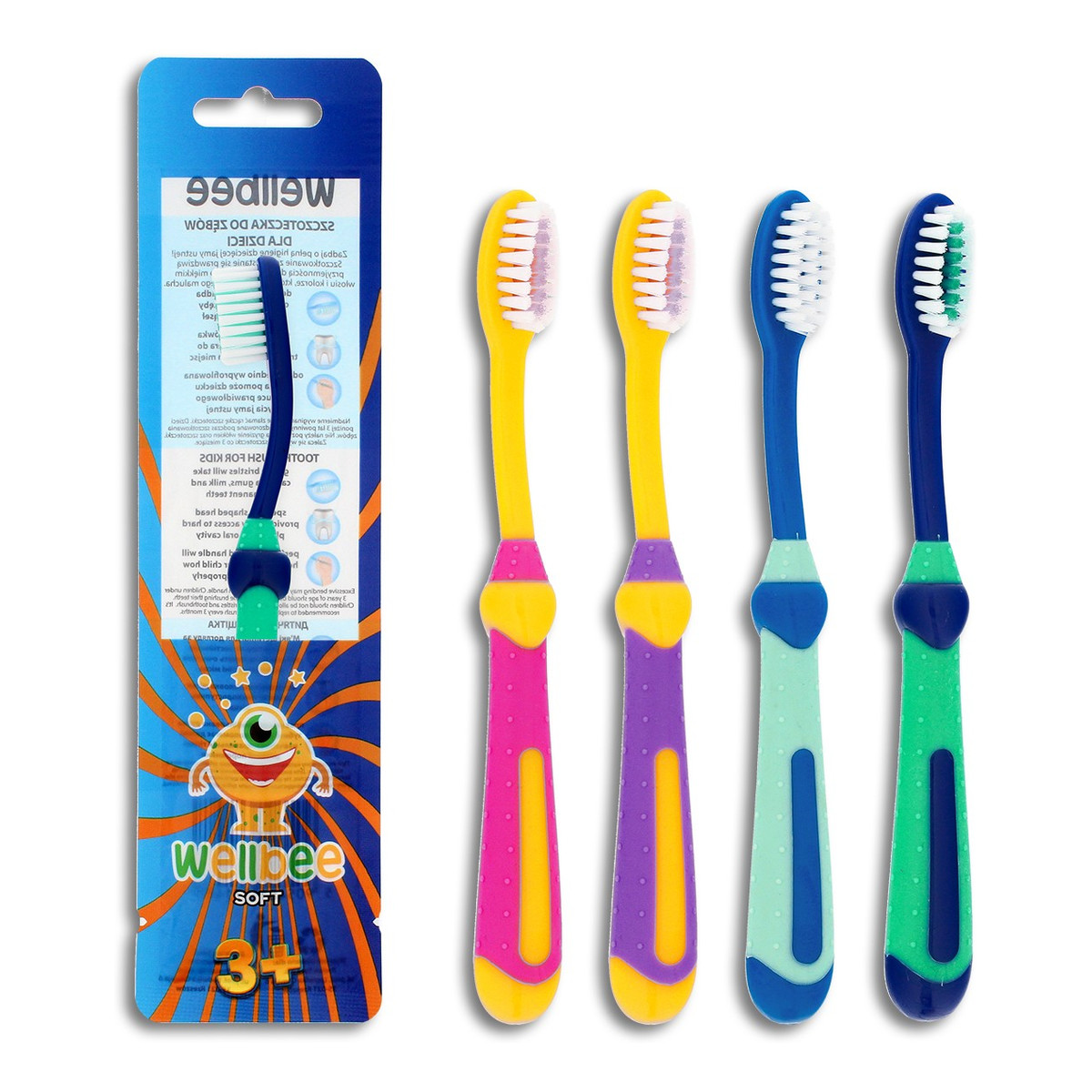 Wellbee Kids Szczoteczka dla dzieci (3+) Soft - mix kolorów