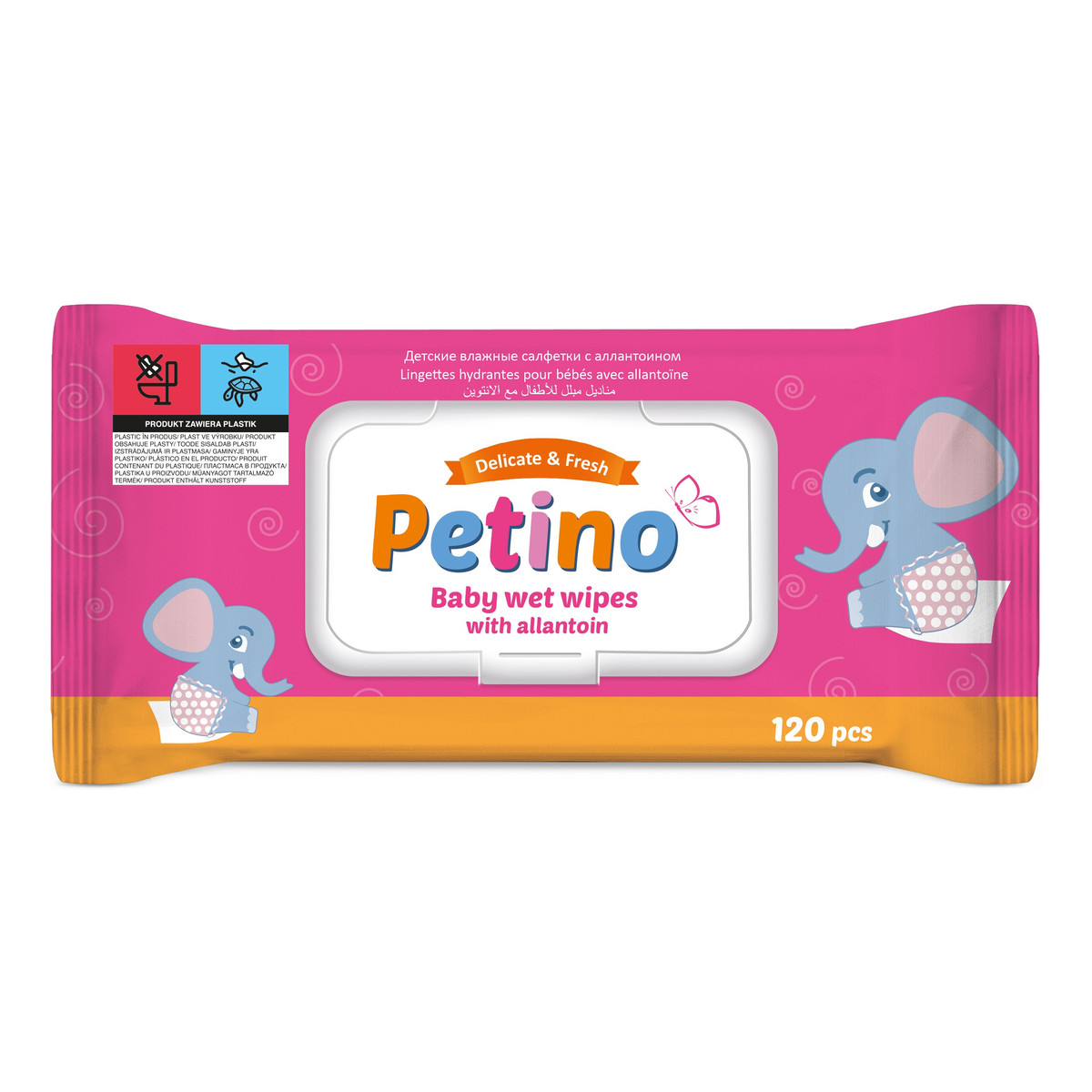 Petino Delicate&Fresh Nawilżane Chusteczki dla dzieci z alantoiną - 120szt