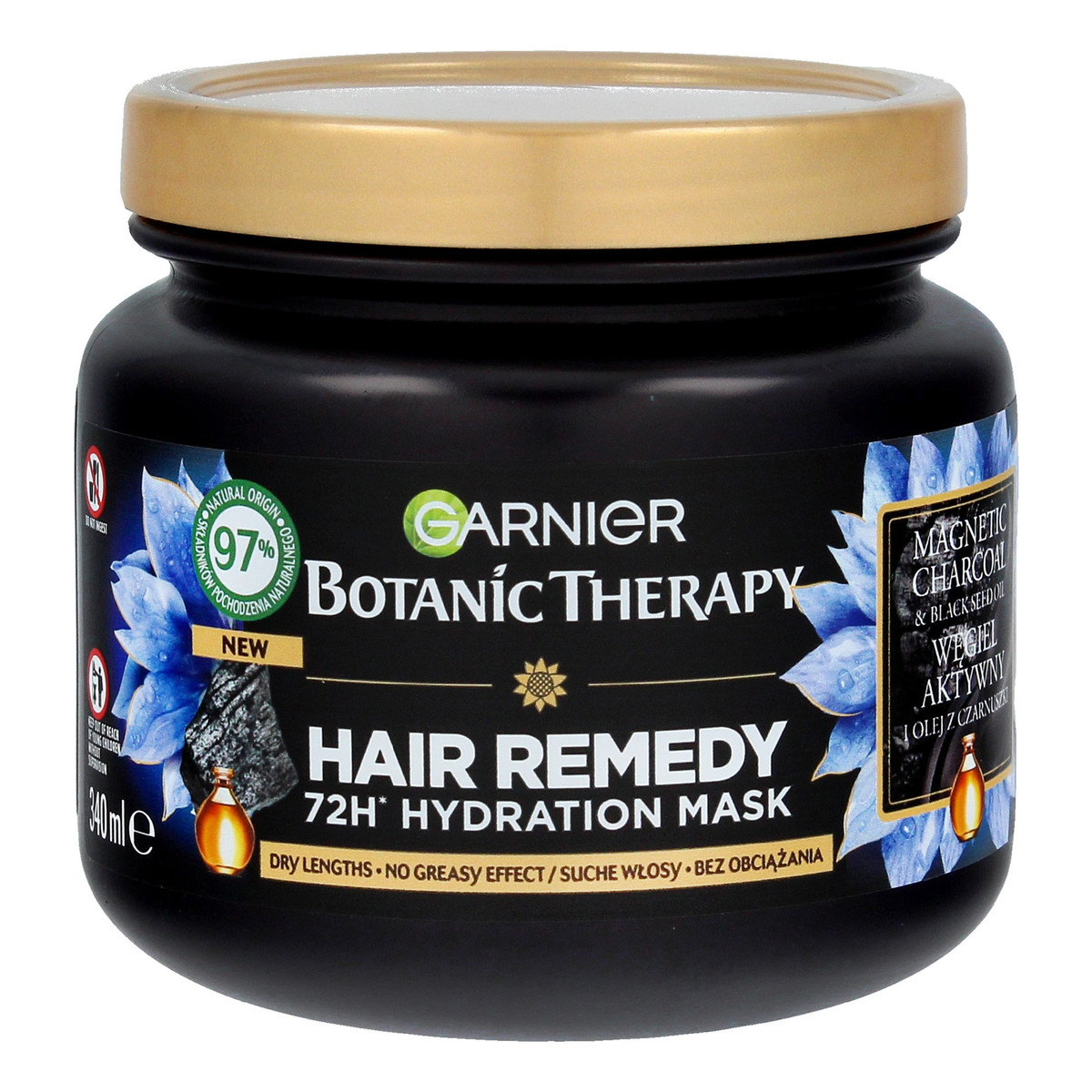 Garnier Botanic Therapy Nawilżająca Maska do włosów suchych z węglem aktywnym 340ml