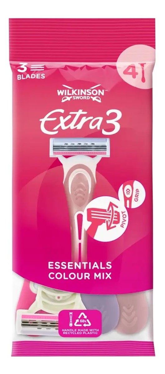 Extra3 essentials jednorazowe maszynki do golenia dla kobiet colour mix 3szt.
