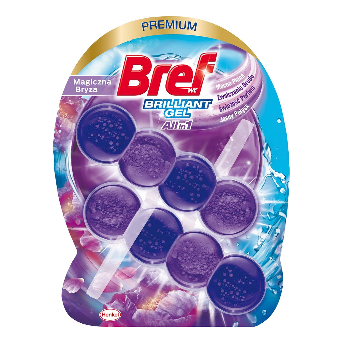 Bref Brilliant gel all in 1 zawieszka myjąco-zapachowa do muszli magiczna bryza 2x42g 84g