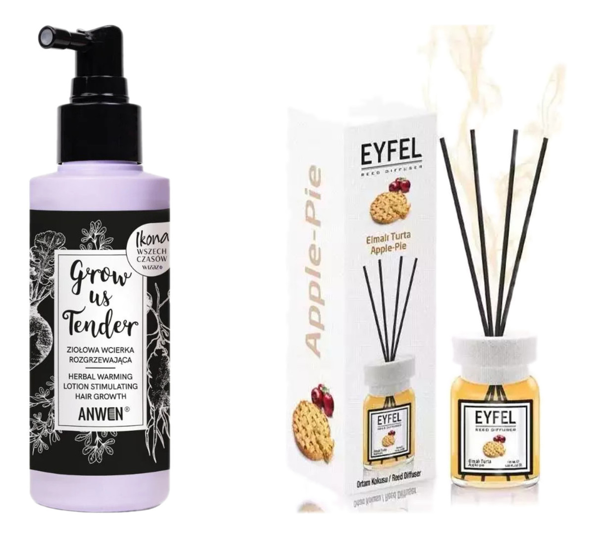 Grow me tender ziołowa wcierka na porost i wypadanie włosów 150ml + Eyfel Dyfuzor Szarlotka 120ml