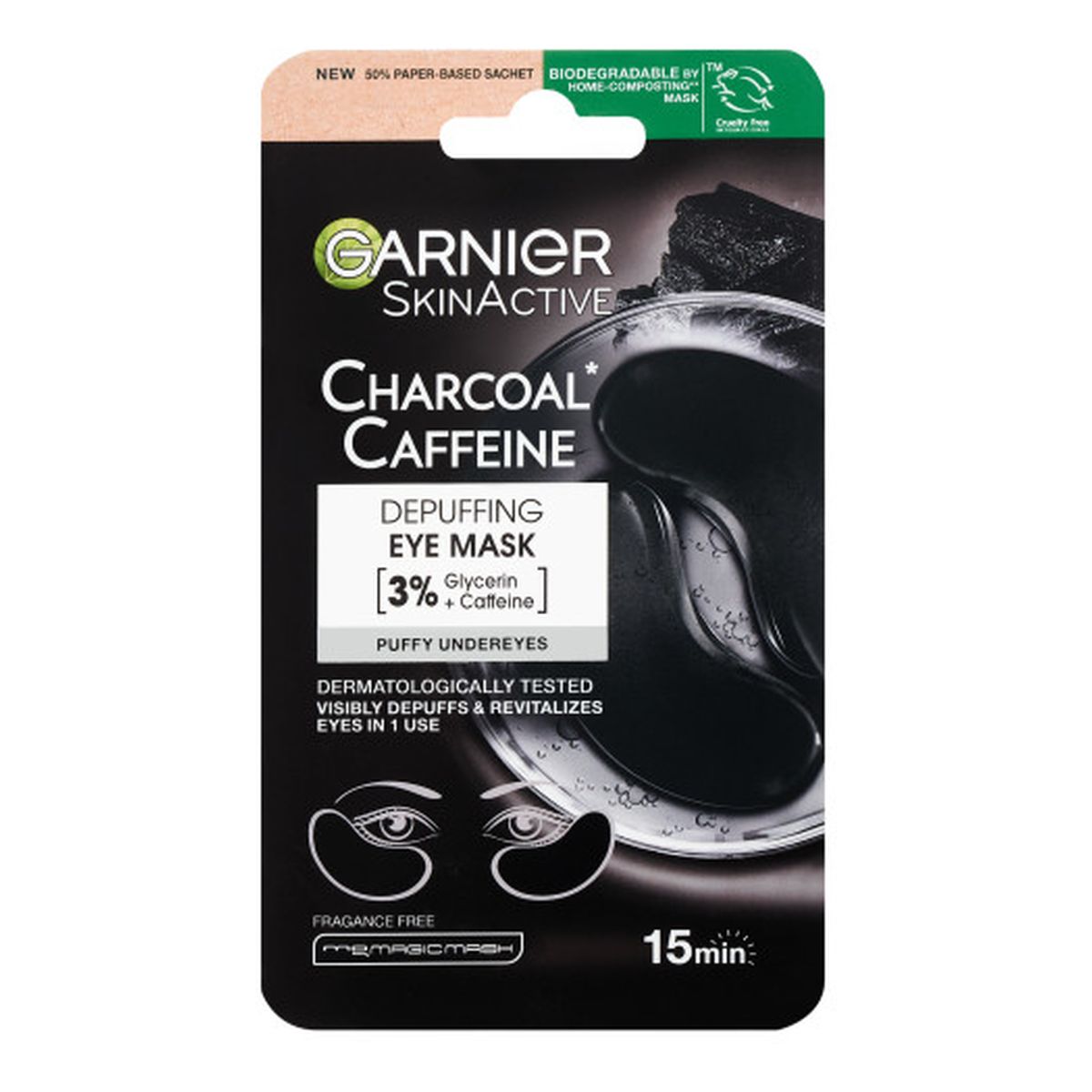 Garnier Charcoal + caffeine płatki pod oczy redukujące opuchliznę 5g