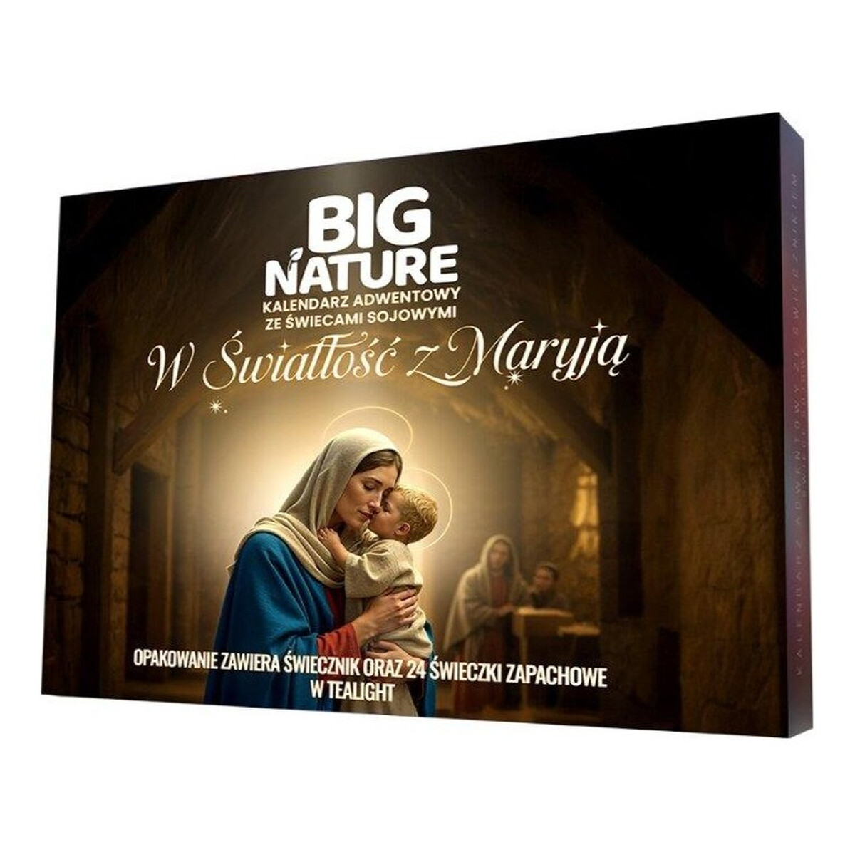Big Nature W światłość z maryją kalendarz adwentowy ze świecami sojowymi i świecznikiem 24szt