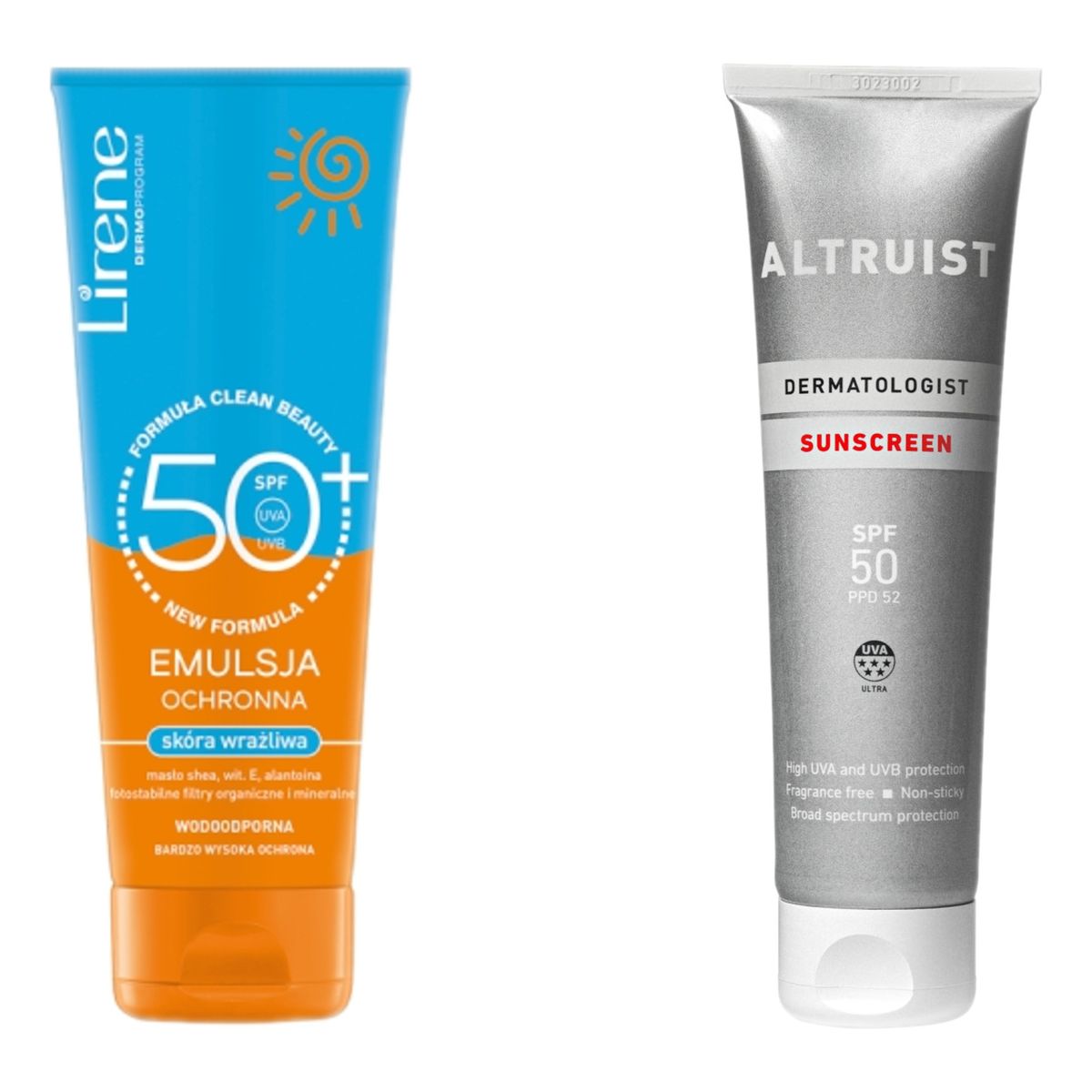 Altruist Dermatologist Sunscreen SPF 50 Krem przeciwsłoneczny ochronny z filtrami 100ml + Lirene Emulsja ochronna 120ml