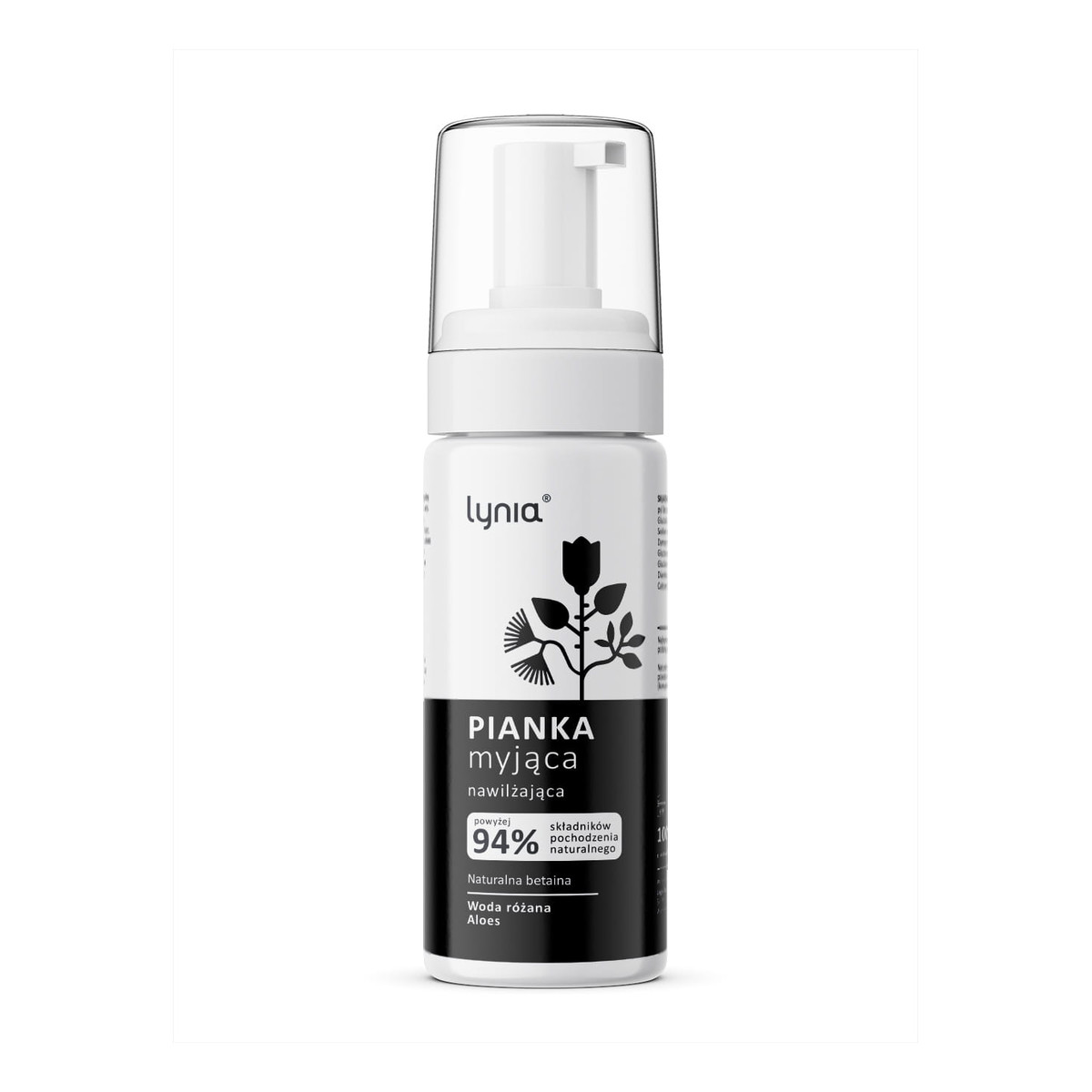 Lynia Nawilżająca pianka myjąca z naturalną betainą i wodą różaną 100ml