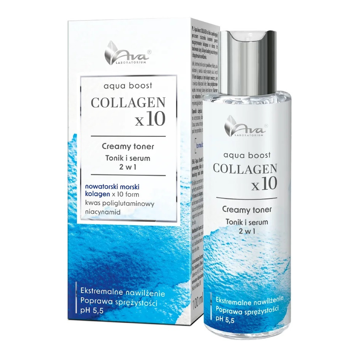 Ava Laboratorium Aqua Boost Collagen tonik i serum do twarzy 2w1 100ml