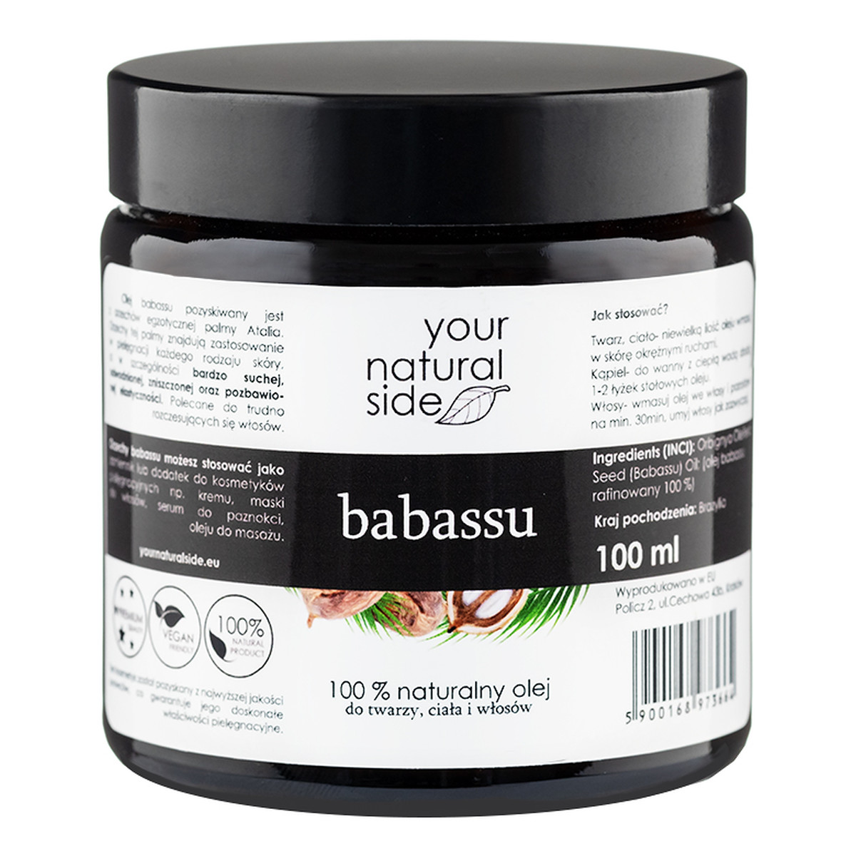 Your Natural Side rafinowany olej babassu 100ml