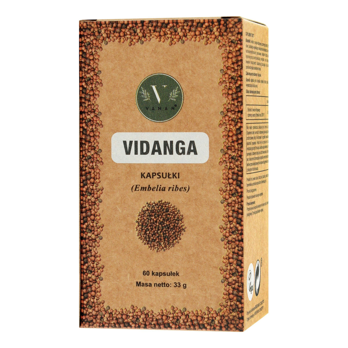 Ajurweda Vanan vidanga suplement diety wspomagający jelita i żołądek kapsułki 60 szt.