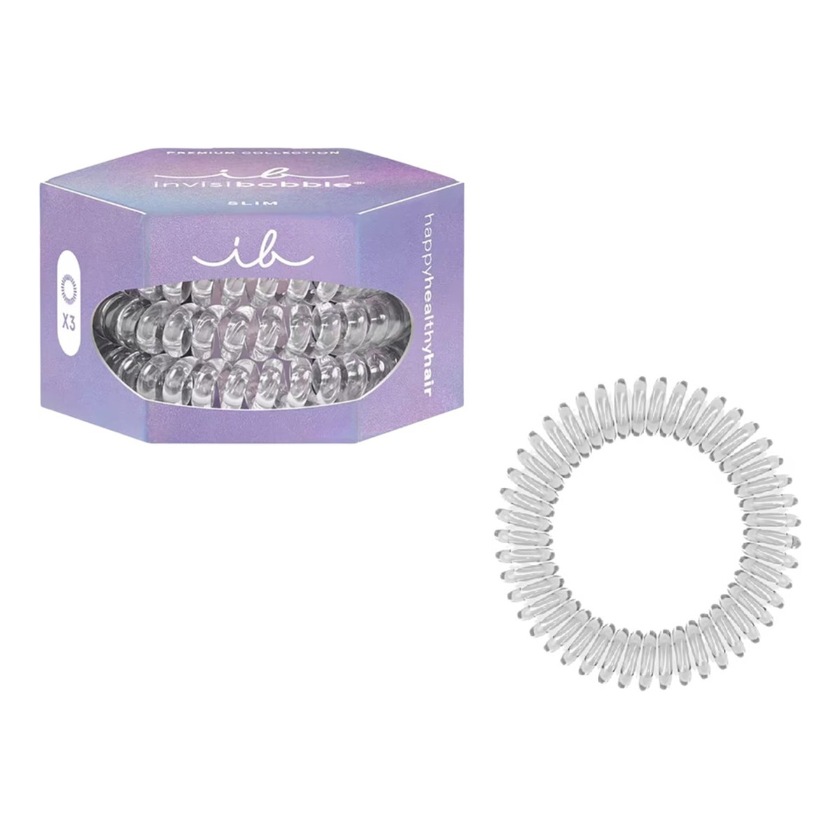 Invisibobble Slim Premium gumka do włosów spiralna Crystal Clear 3szt.