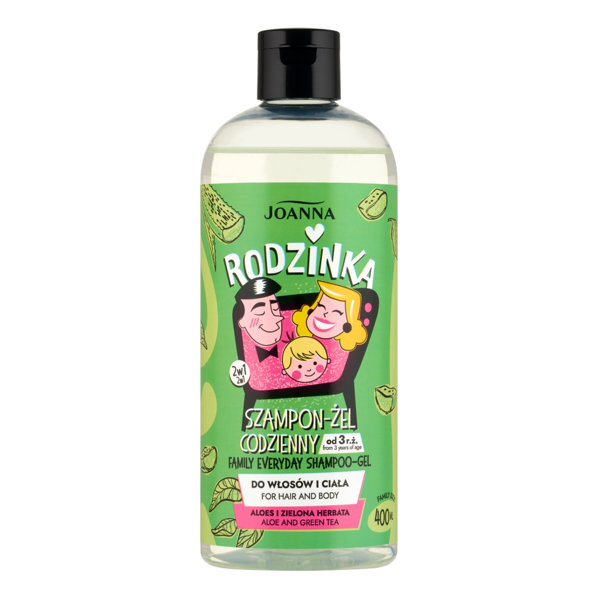 Joanna Rodzinka Szampon-żel codzienny aloes i zielona herbata 400ml