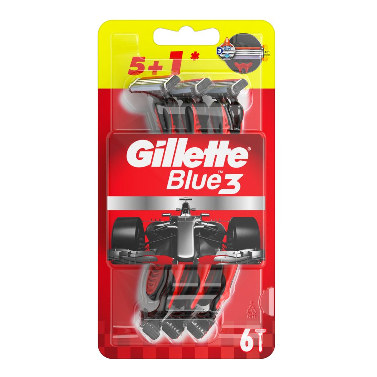 Gillette Blue3 Nitro Jednorazowa maszynka do golenia dla mężczyzn (5+1) White&red