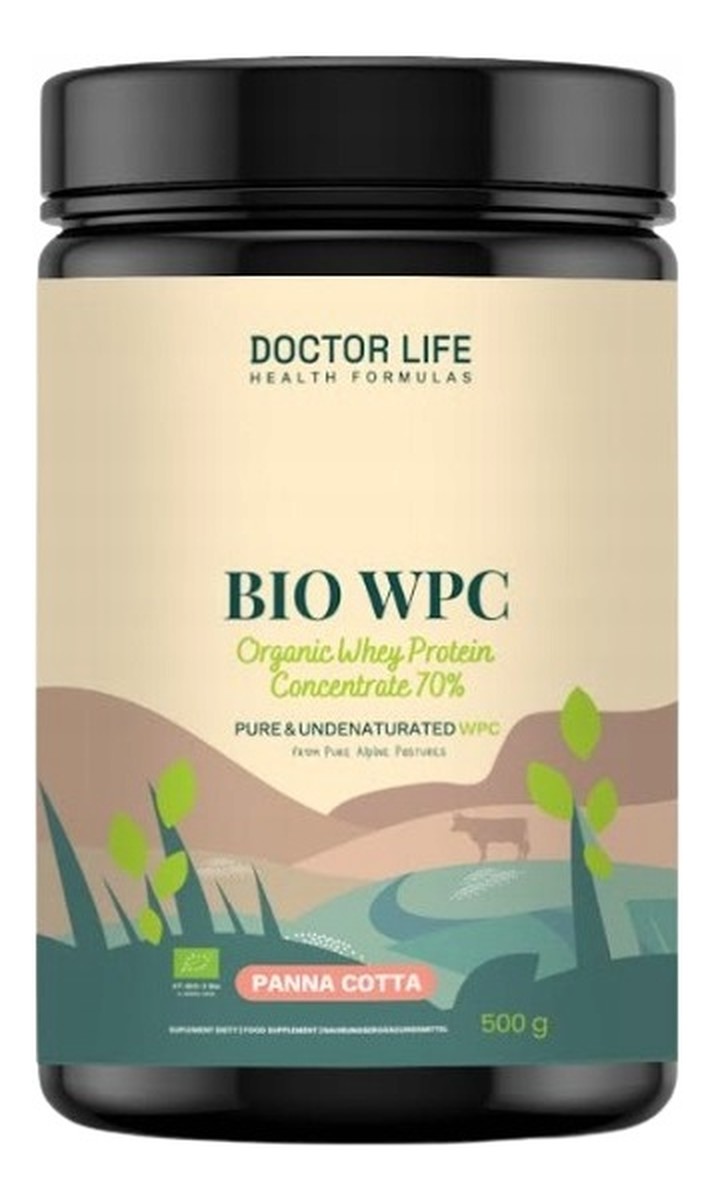 Bio wpc organic whey protein concentrate 70% białko suplement diety panna cotta
