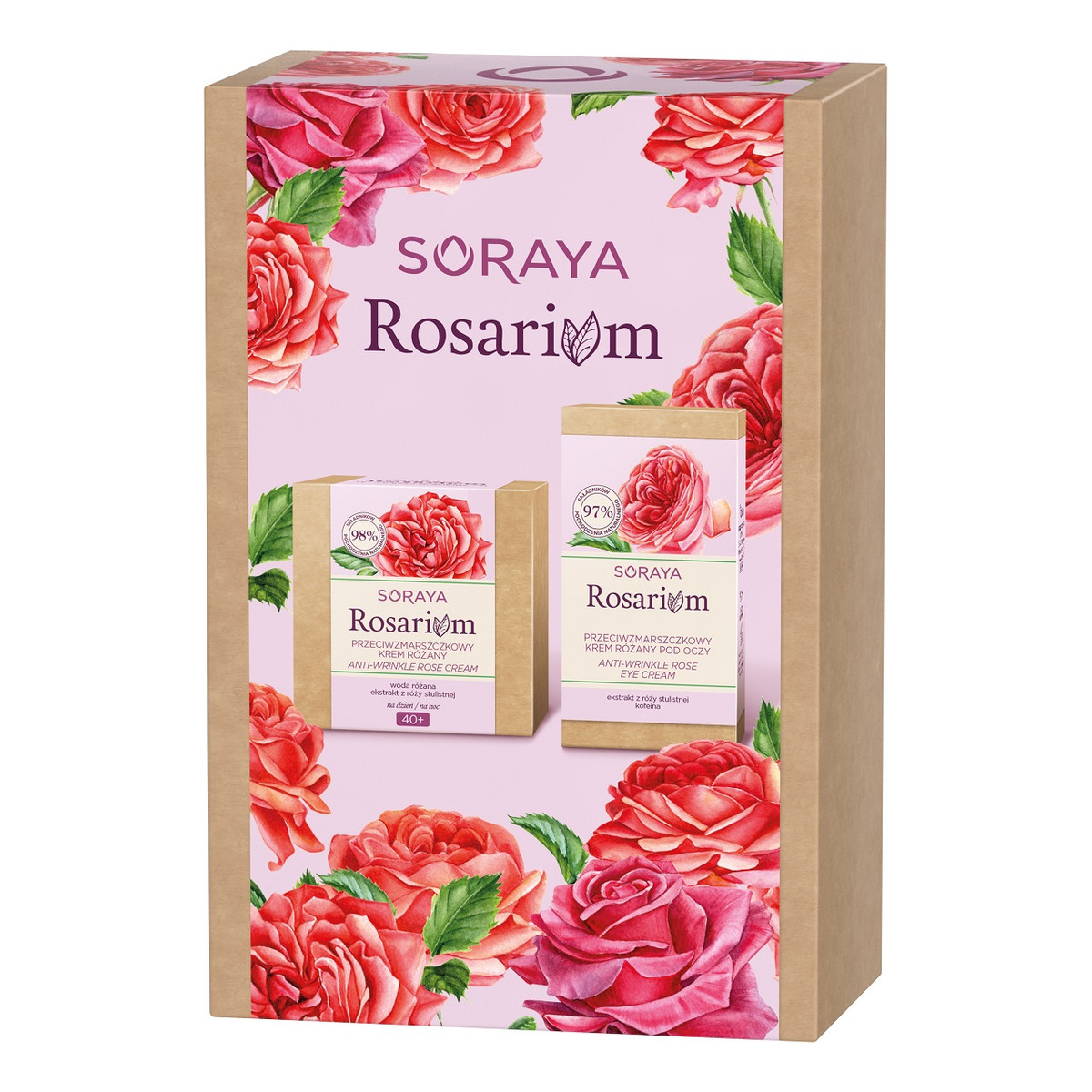 Soraya Rosarium Zestaw przeciwzmarszczkowy krem różany 40+ na dzień/na noc 50ml + przeciwzmarszczkowy krem różany pod oczy 15ml 65ml