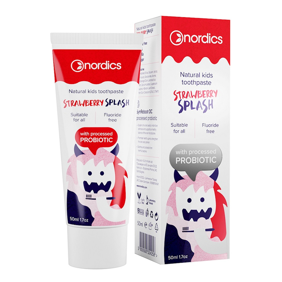 Nordics Natural kids toothpaste pasta do zębów dla dzieci bez fluoru strawberry splash 50ml