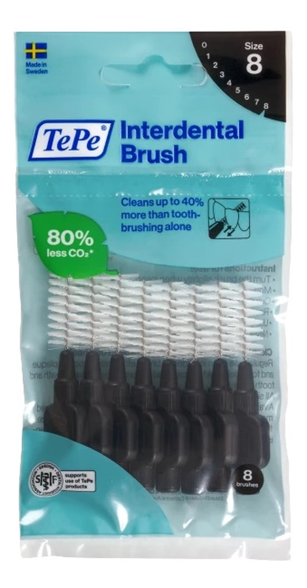 Original Szczoteczki międzyzębowe 1.5mm Czarne, 8 sztuk