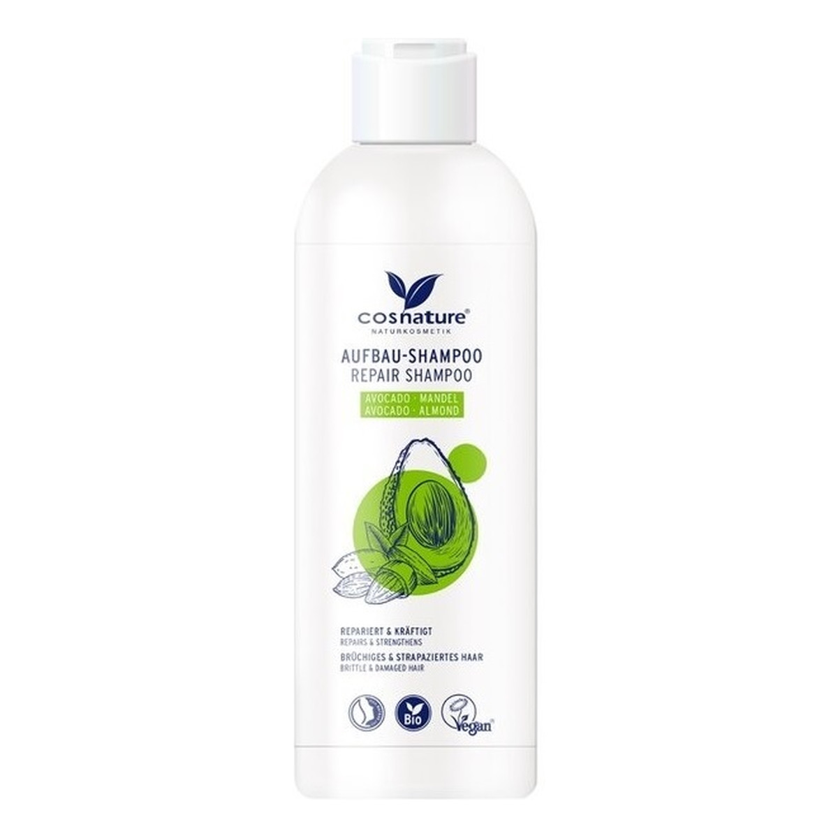 Cosnature Repair Shampoo naturalny regenerujący szampon do włosów z awokado i migdałami 250ml