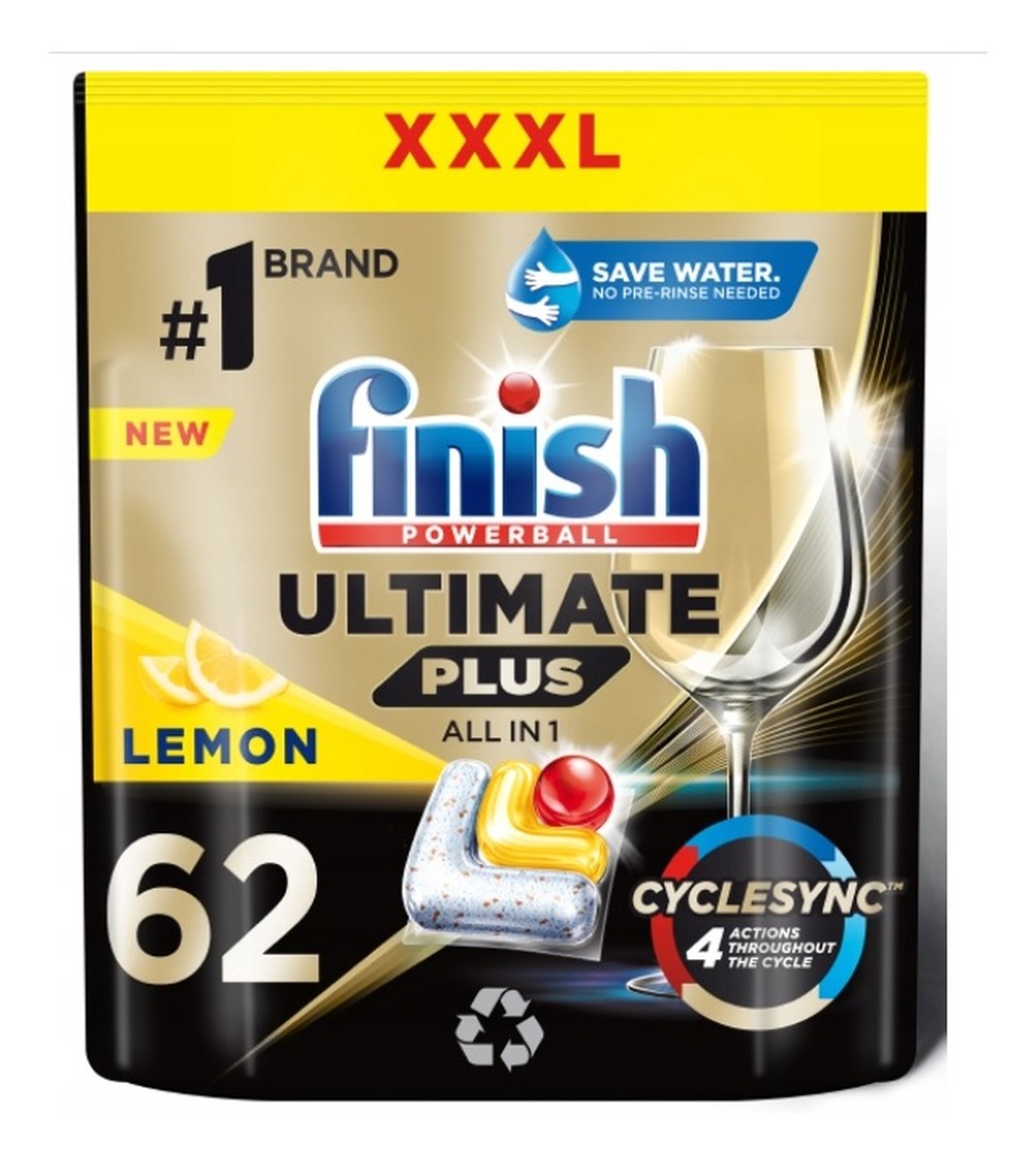 Ultimate plus kapsułki do zmywarki lemon 62szt