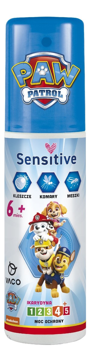 Paw patrol płyn sensitive na komary,kleszcze i meszki (ikarydyna 10%)-dla dzieci (6m+)90ml