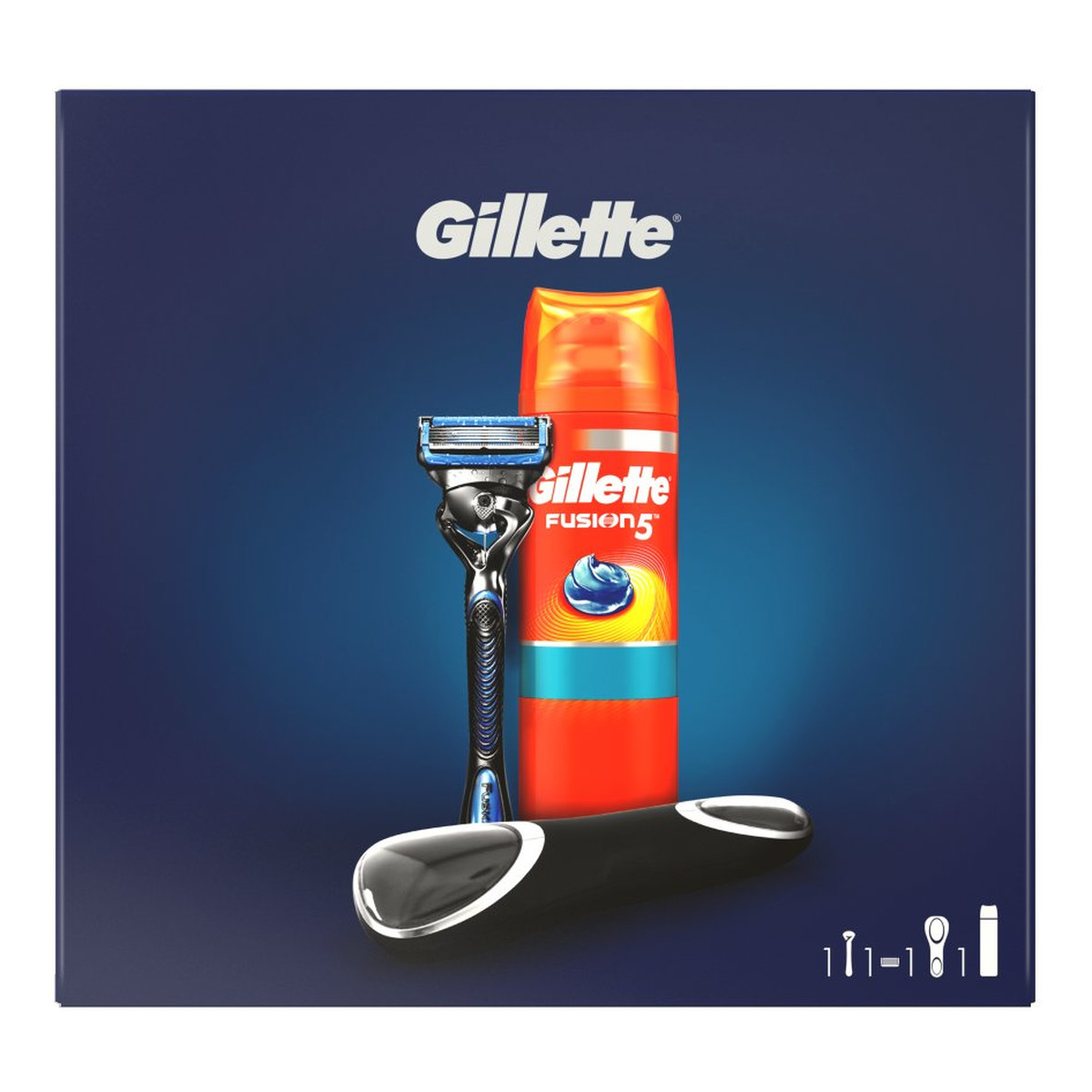 Gillette Fusion5 Zestaw (Maszynka do golenia + Sensitive żel do golenia 200ml + etui)