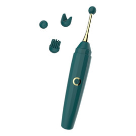 Massager with 3 heads stymulator z trzema zamiennymi końcówkami green