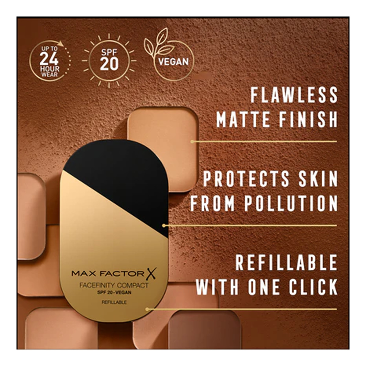 Max Factor Facefinity Compact matujący podkład w kompakcie wkład uzupełniający 10g