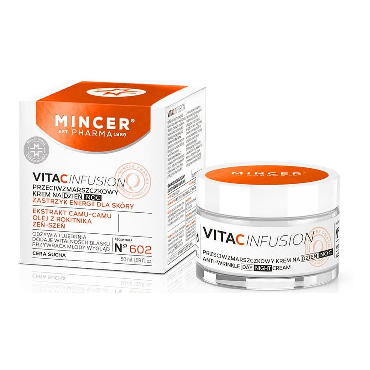 Mincer Pharma Vita C Infusion Krem Przeciwzmarszczowy No 602 + Nawilżający No 601 + Płyn micelarny No 611