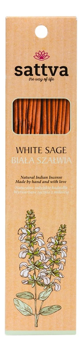 Naturalne indyjskie kadzidełko White Sage - Biała Szałwia 15 szt.