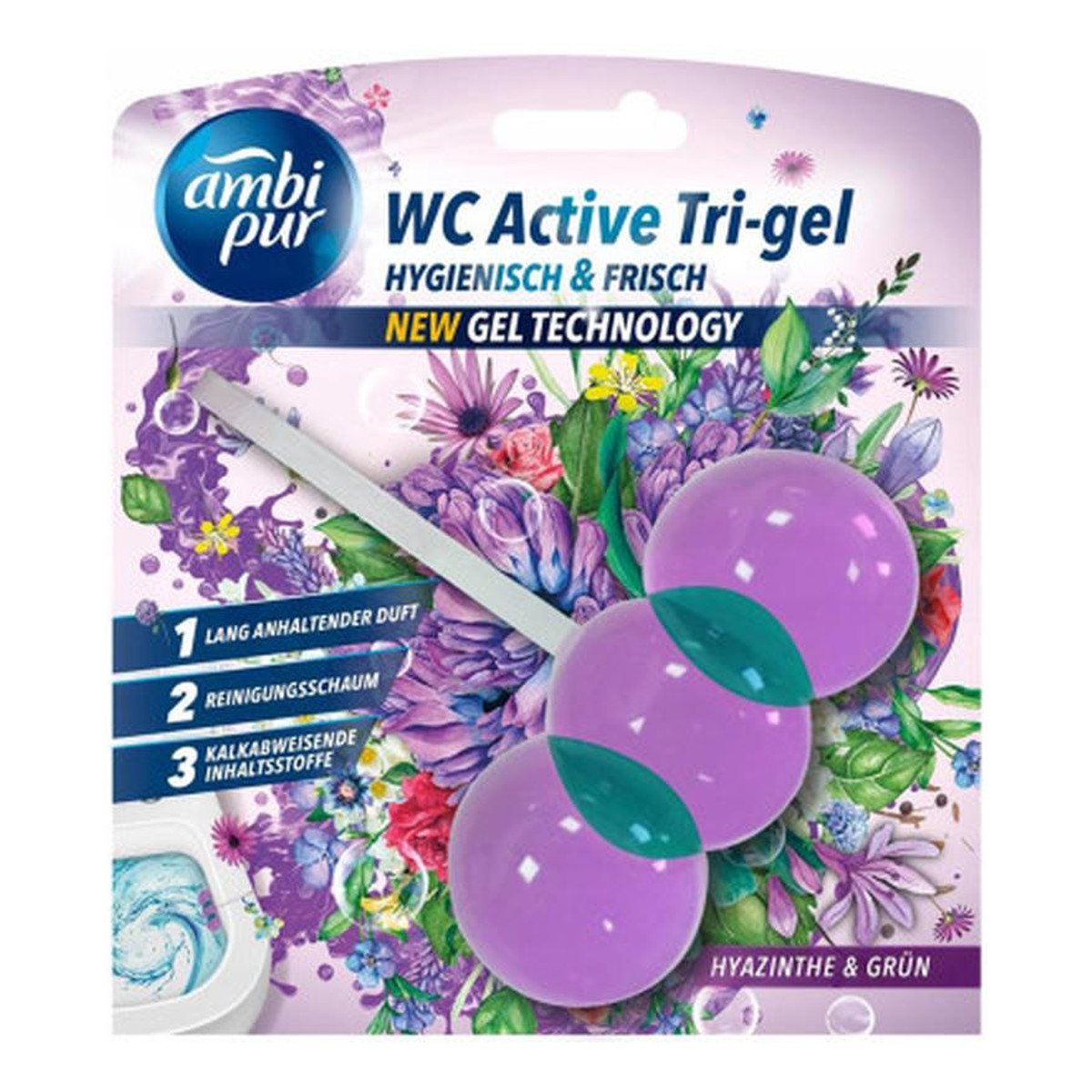 Ambi Pur Kostka do WC Active Tri-Gel Hyazinthe & Grun 45g