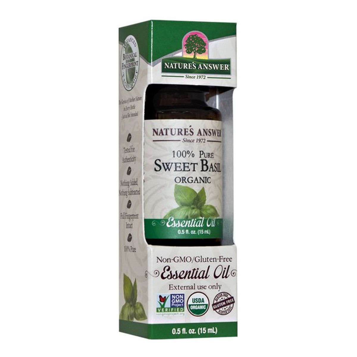 Nature's Answer 100% Pure Organic Essential Oil Sweet Basil organiczny olejek ze słodkiej bazylii 15ml
