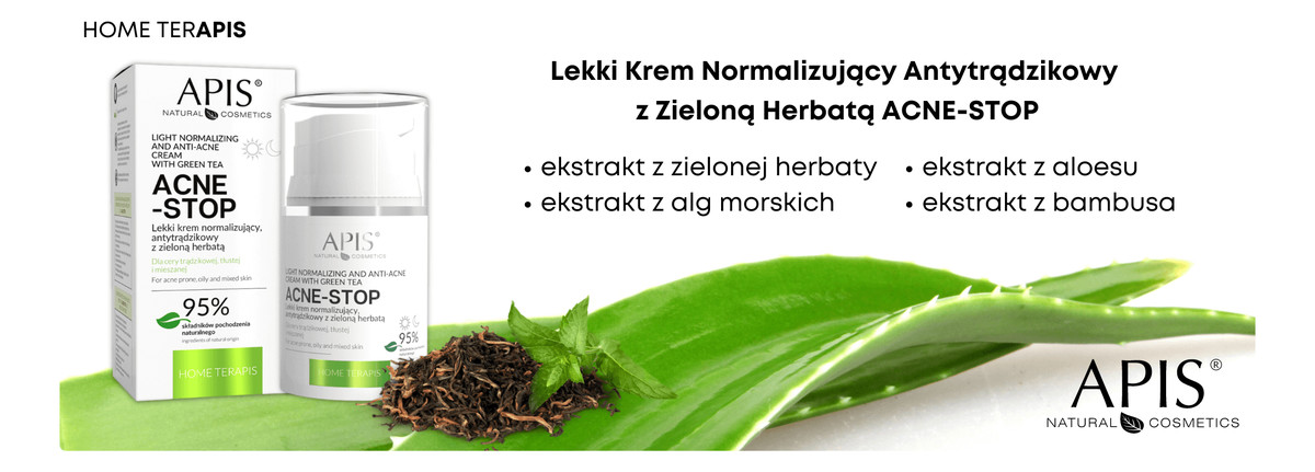 lekki krem normalizujący antytrądzikowy z zieloną herbatą