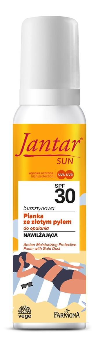 sun bursztynowa pianka do opalania ze złotym pyłem spf30-nawilżająca