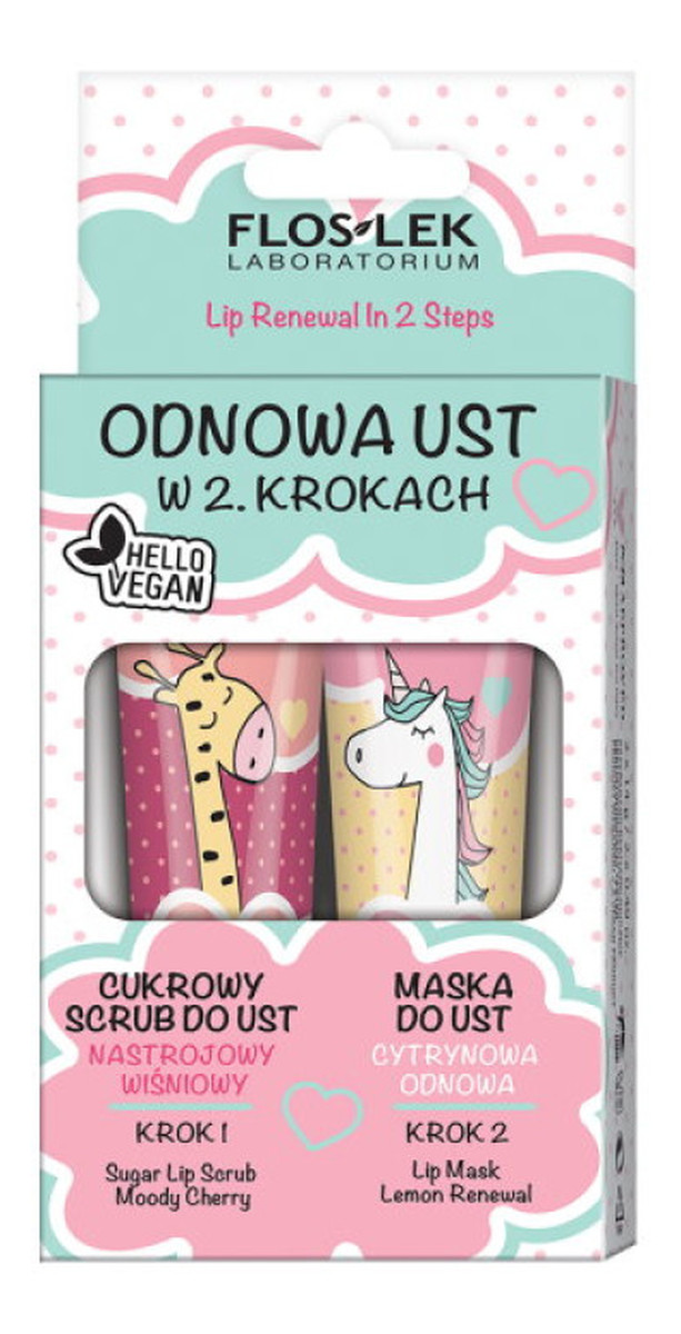 Zestaw Odnowa Ust Cukrowy scrub nastrojowy wiśniowy + maska do ust cytrynowa odnowa