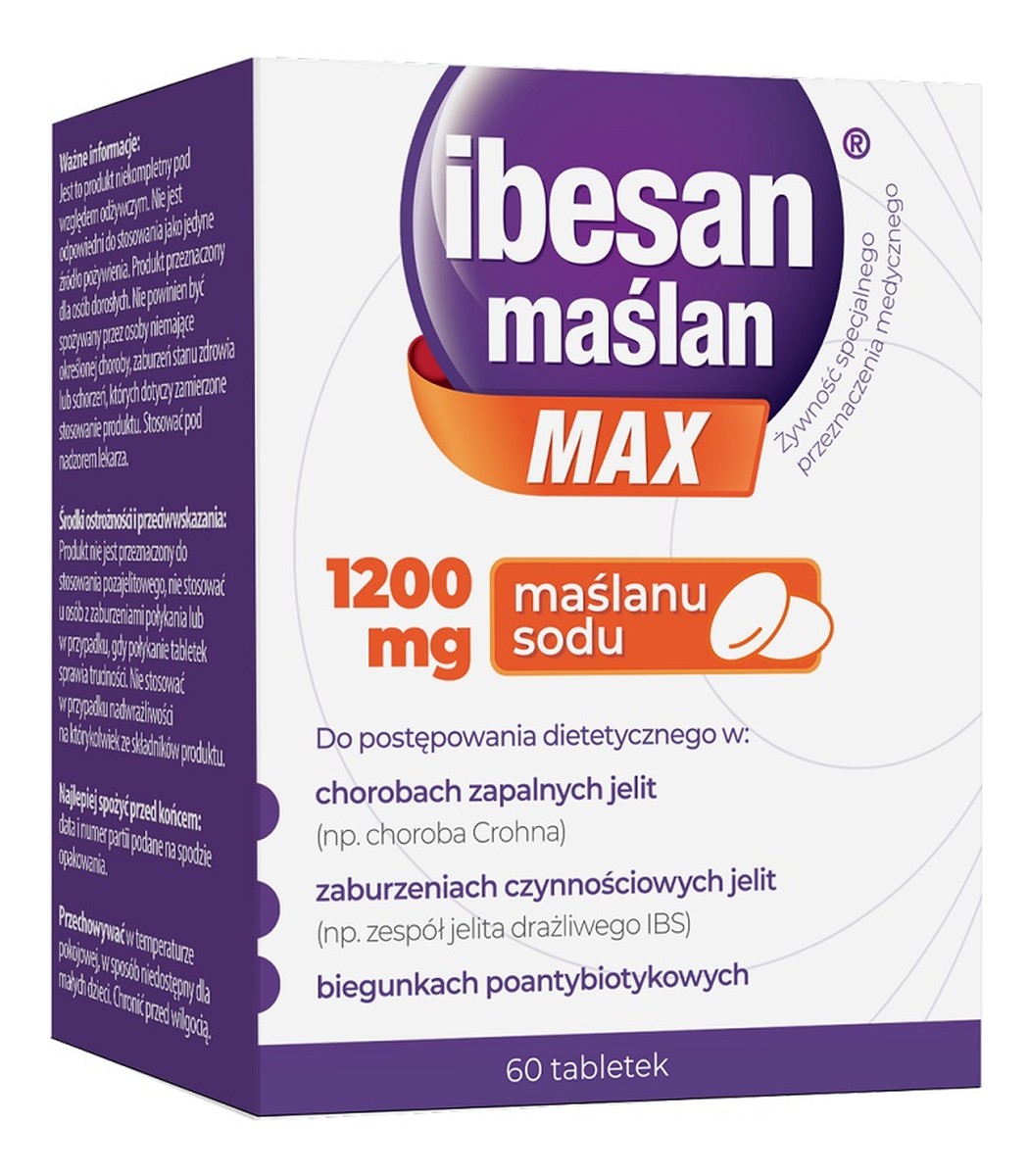 Maślan max 1200 mg maślan sodu 60 tabletek