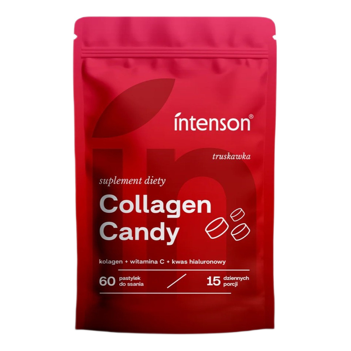 Intenson Collagen candy suplement diety truskawka 60 pastylek do ssania
