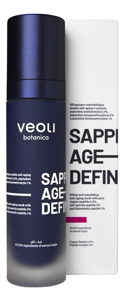 Sapphire age-definer liftingująco-remodelująca maska anti-aging z czystym peptydem miedziowym 0.5% peptydem antygrawitacyjnym 2% i peptydem biomimetycznym 1%