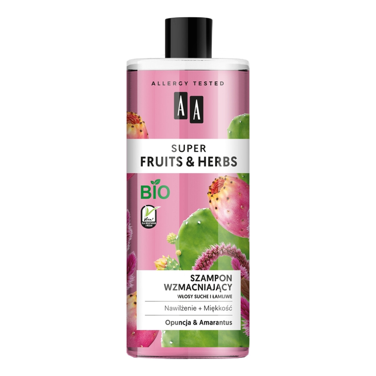 AA Super Fruits & Herbs szampon wzmacniający włosy suche i łamliwe Opuncja & Amarantus 500ml