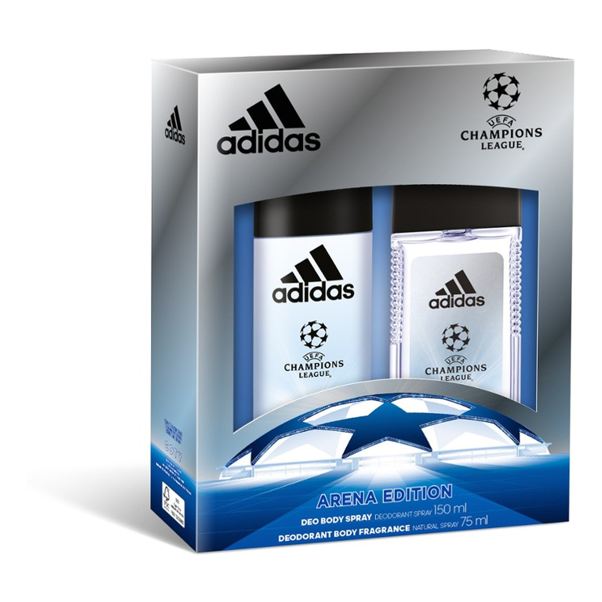 Adidas Champions League Arena Zestaw prezentowy męski dezodorant spray 150ml + dezodorant atomizer 75ml