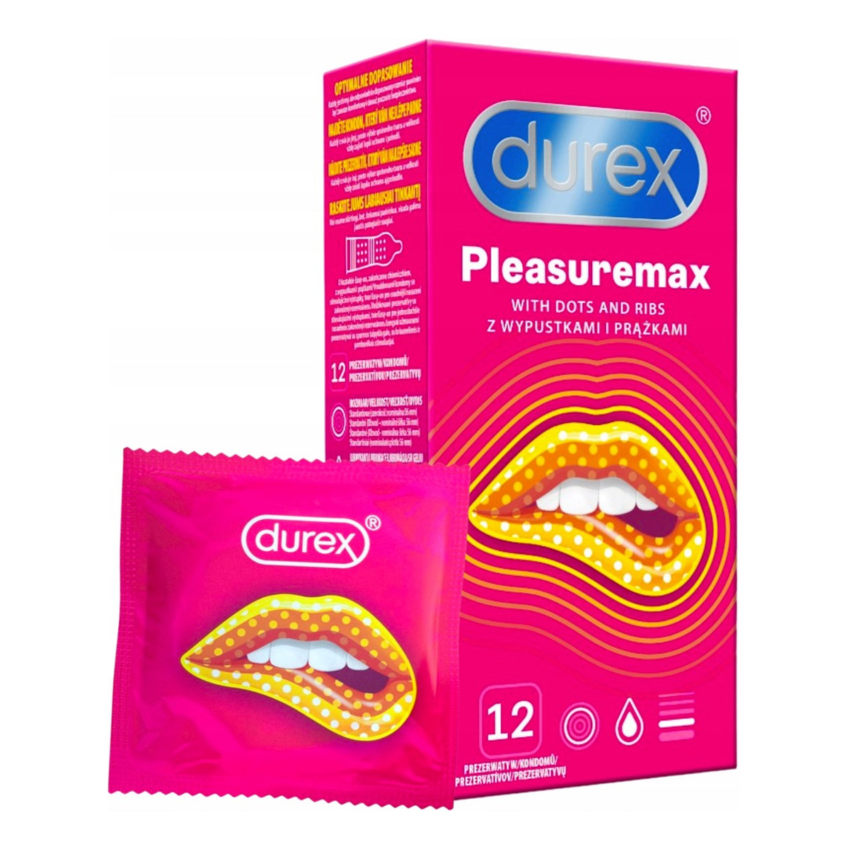 Durex Pleasuremax prezerwatywy z wypustkami i prążkami 12szt