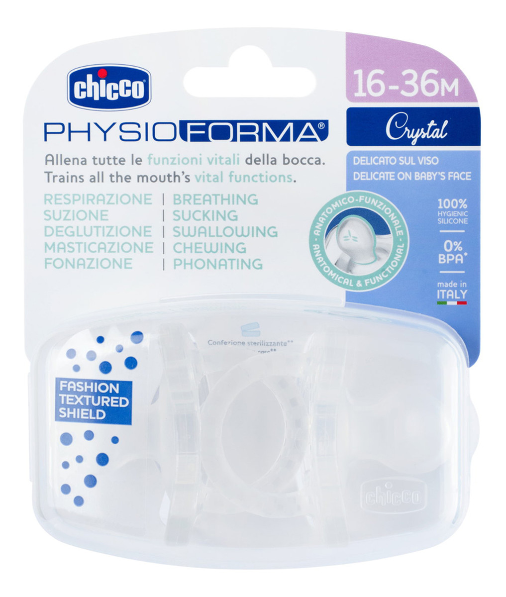 Physioforma crystal smoczek silikonowy uspokajający 16-36m 2szt.