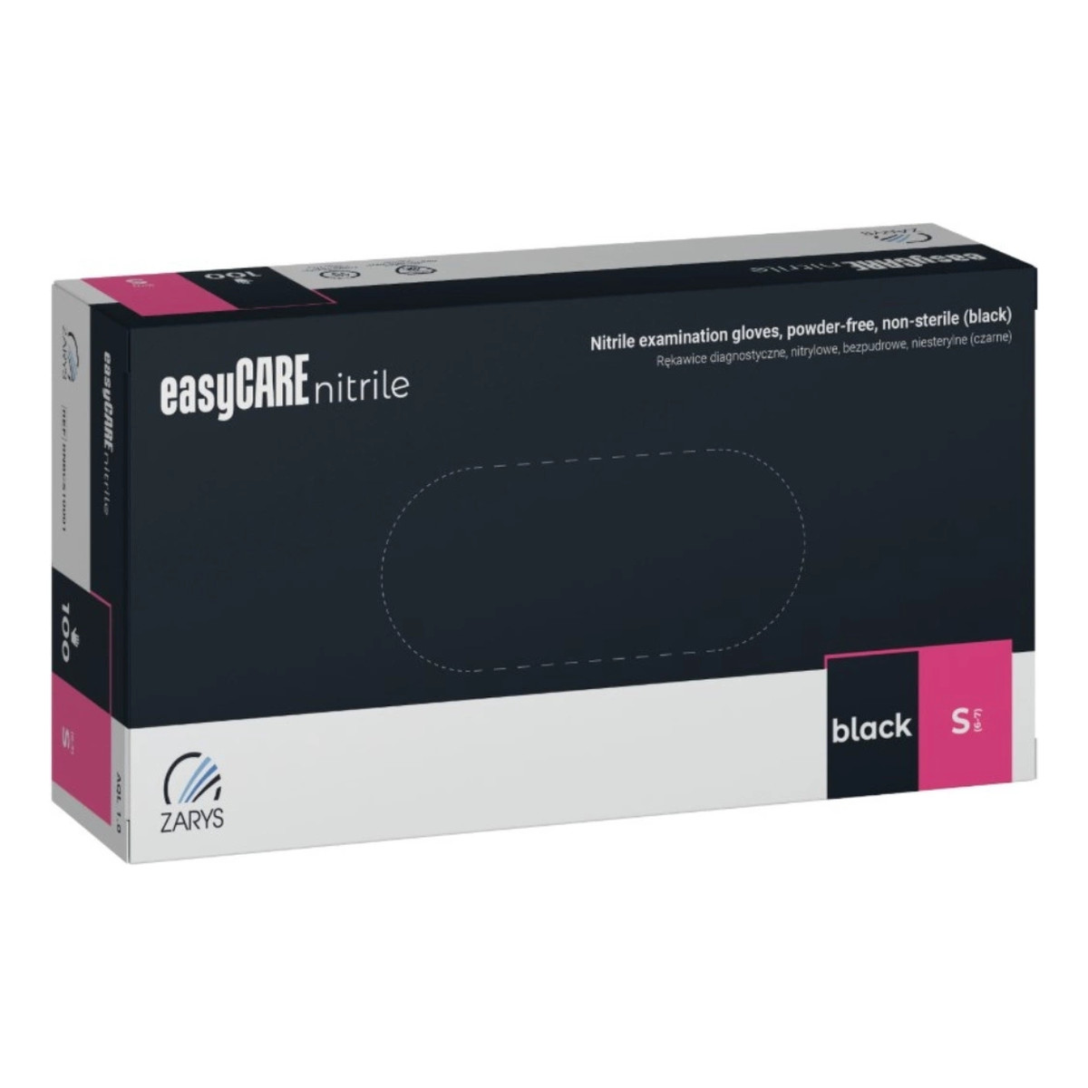 Zarys EasyCare Nitrile Rękawice diagnostyczne Nitrylowe bezpudrowe niesterylne czarne S 100szt.
