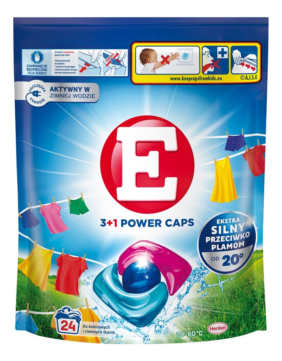 3+1 power caps kapsułki do prania kolorowych i ciemnych tkanin 24szt.